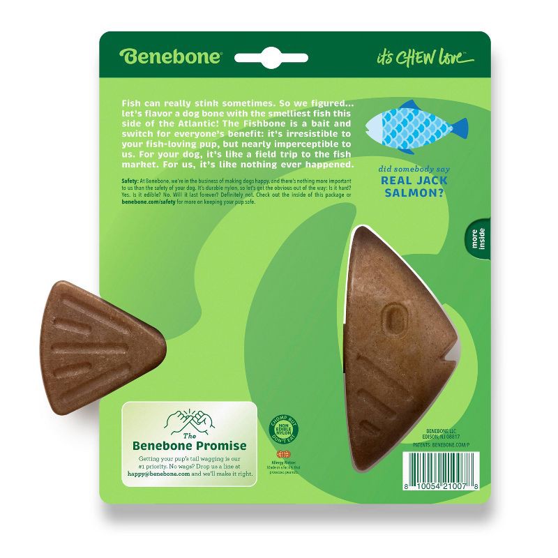 slide 7 of 7, Benebone Fish Dog Bone Chew Toy - M, 1 ct