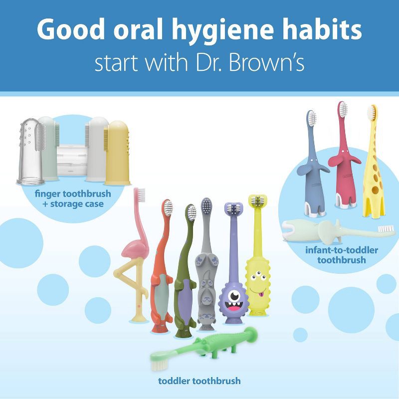 slide 12 of 12, Dr. Brown's Infant-to-Toddler Training Toothbrush & Fluoride-Free Baby Toothpaste Strawberry Flavor - 0-3 years - Giraffe, 1 ct
