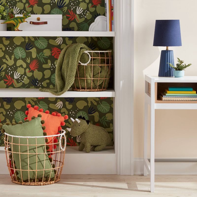 slide 2 of 3, Large Kids' Woven Basket Natural with White Rim - Pillowfort™: Storage Basket with Cut-Out Handles, 18" Round, 1 ct