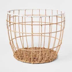 Large Kids' Woven Basket Natural with White Rim - Pillowfort™: Storage Basket with Cut-Out Handles, 18" Round