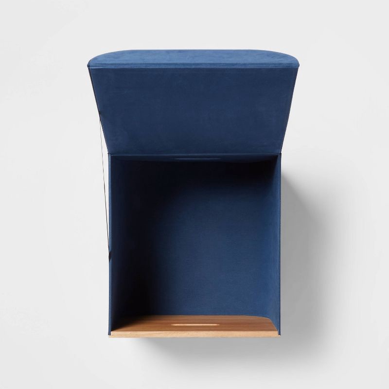 slide 3 of 3, Medium Natural Wood Kids' Storage with Lid Navy - Pillowfort™, 1 ct
