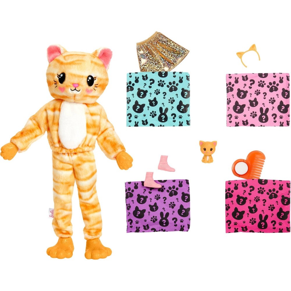slide 3 of 6, Barbie Cutie Reveal Kitty Plush Costume Doll, 1 ct