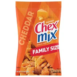 Chex Mix Cheddar Snack Mix, Savory Snack Bag, Family Size, 13.5 oz