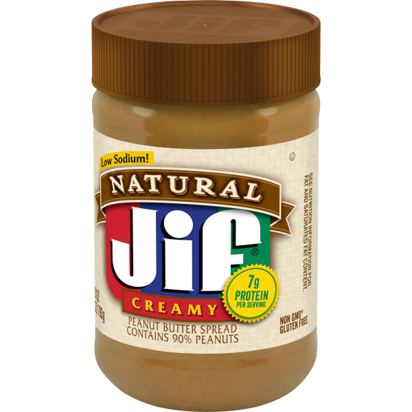 slide 13 of 19, Jif Natural Low Sodium Creamy Peanut Butter, 28 oz
