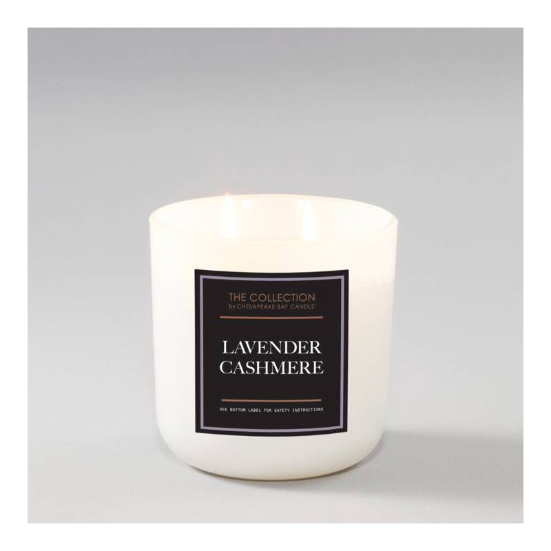slide 2 of 5, 2-Wick White Glass Lavender Cashmere Lidded Jar Candle 12oz - The Collection by Chesapeake Bay Candle, 12 oz