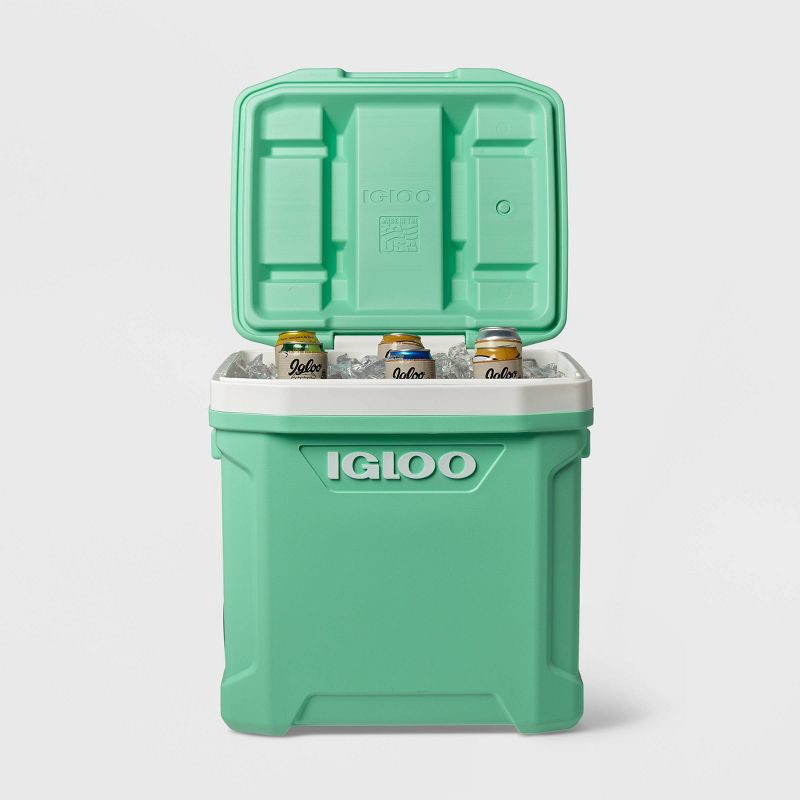 slide 3 of 15, Igloo Latitude 60qt Rolling Cooler - Mint: Hard-Sided with Cup Holder & Drain Plug, 60 qt