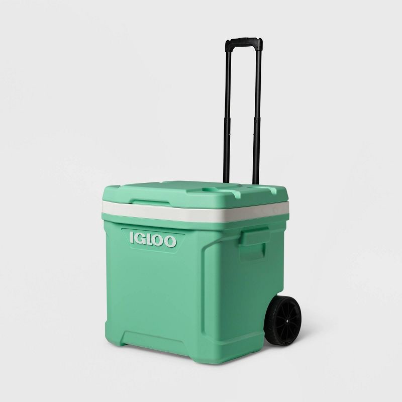 slide 4 of 15, Igloo Latitude 60qt Rolling Cooler - Mint: Hard-Sided with Cup Holder & Drain Plug, 60 qt