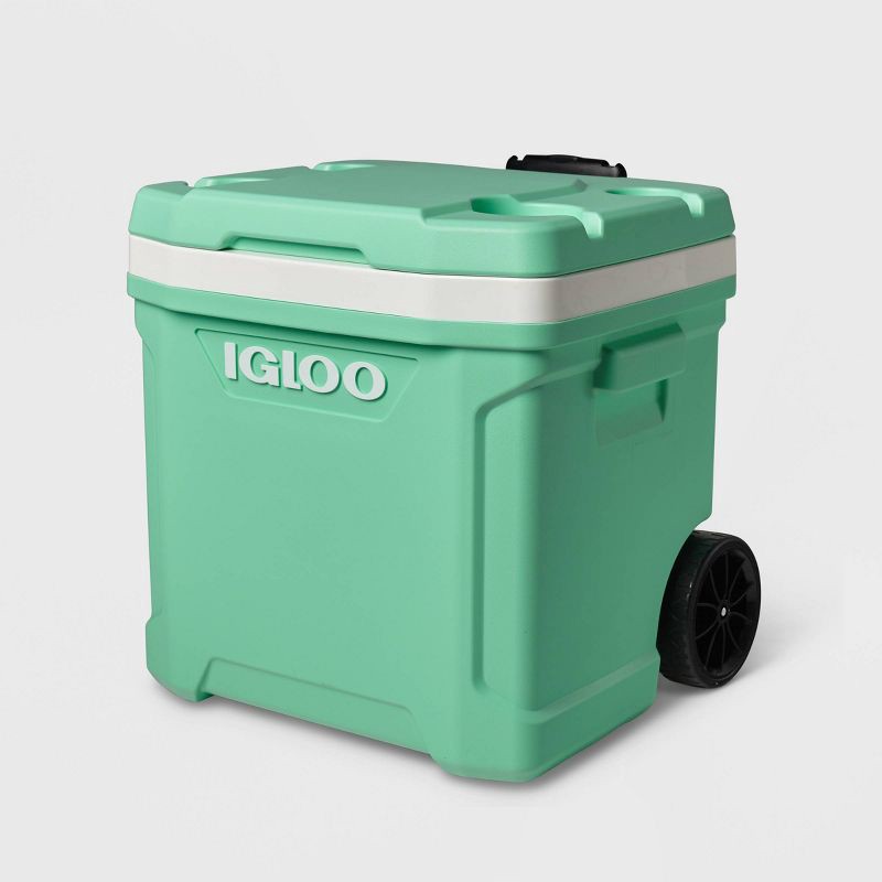 slide 5 of 15, Igloo Latitude 60qt Rolling Cooler - Mint: Hard-Sided with Cup Holder & Drain Plug, 60 qt