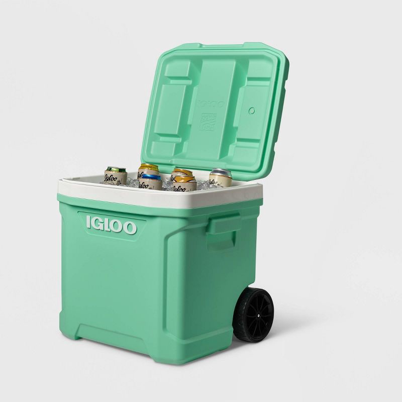 slide 6 of 15, Igloo Latitude 60qt Rolling Cooler - Mint: Hard-Sided with Cup Holder & Drain Plug, 60 qt