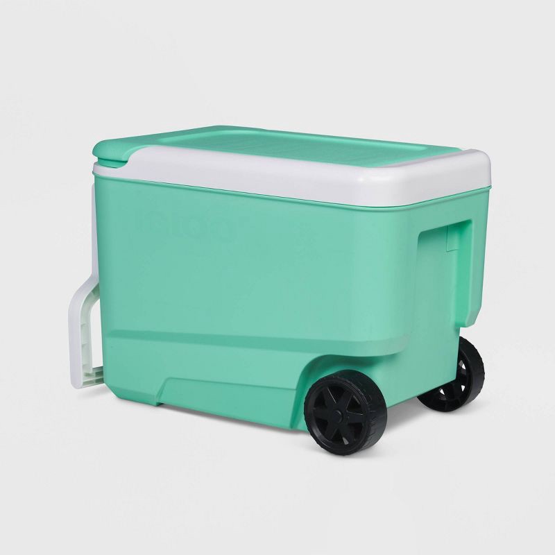slide 2 of 12, Igloo Wheelie Cool 38qt Rolling Cooler - Mint: 53 Can Capacity, Hard-Sided Design, 38 qt, 53 can