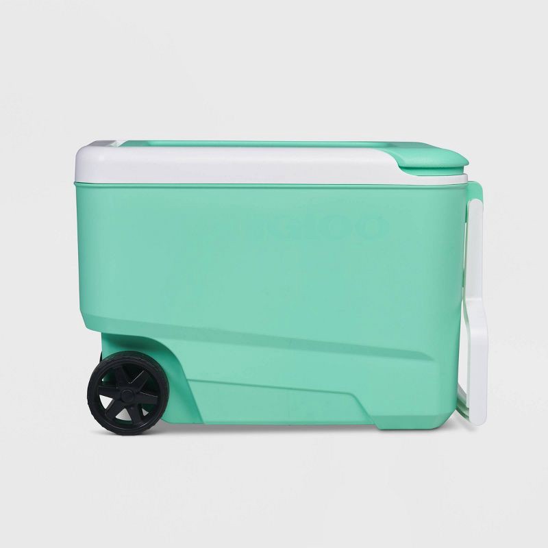 slide 5 of 12, Igloo Wheelie Cool 38qt Rolling Cooler - Mint: 53 Can Capacity, Hard-Sided Design, 38 qt, 53 can