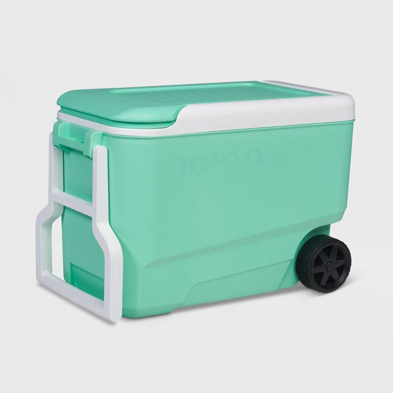 slide 7 of 12, Igloo Wheelie Cool 38qt Rolling Cooler - Mint: 53 Can Capacity, Hard-Sided Design, 38 qt, 53 can