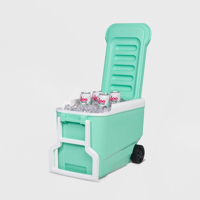 slide 9 of 12, Igloo Wheelie Cool 38qt Rolling Cooler - Mint: 53 Can Capacity, Hard-Sided Design, 38 qt, 53 can