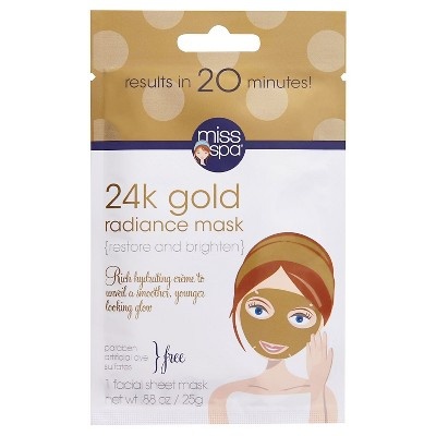 slide 1 of 3, Miss Spa 24k Gold Facial Sheet Mask, 0.88 oz