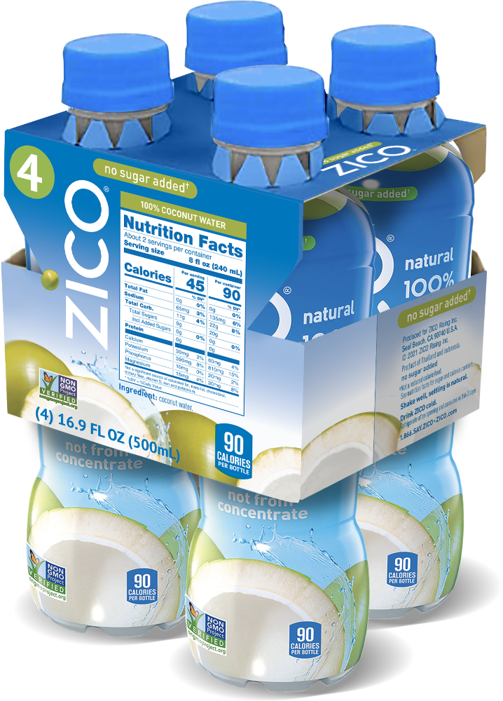 slide 2 of 2, Zico Natural 100% Coconut Water, 4 ct; 16.9 fl oz