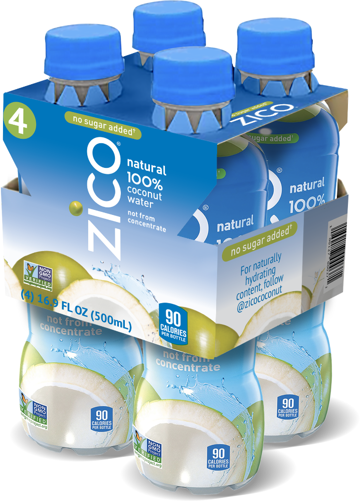 slide 1 of 2, Zico Natural 100% Coconut Water, 4 ct; 16.9 fl oz