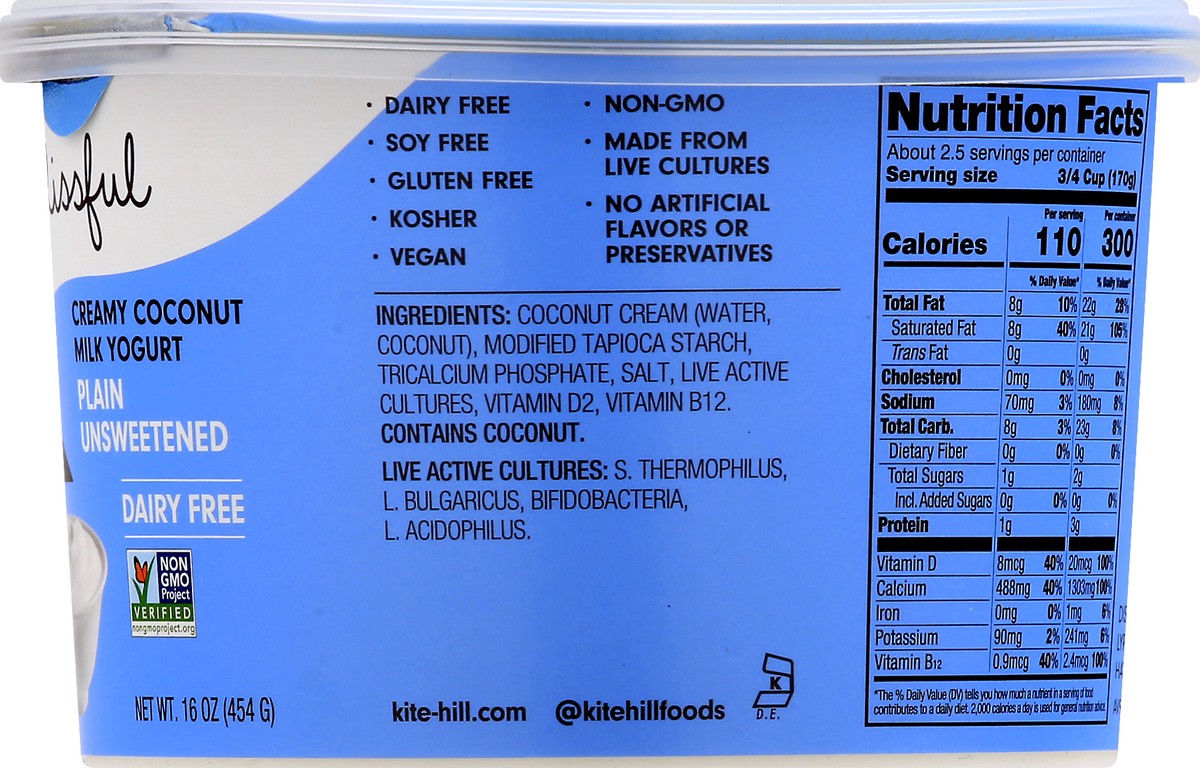 slide 9 of 11, Kite Hill Blissful Creamy Plain Unsweetened Dairy Free Plain Unsweetened Yogurt 16 oz, 16 oz