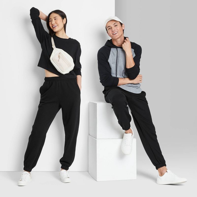 slide 1 of 3, High-Rise Fleece Sweatpants - Wild Fable Black L, 1 ct