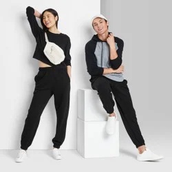 High-Rise Fleece Sweatpants - Wild Fable Black L