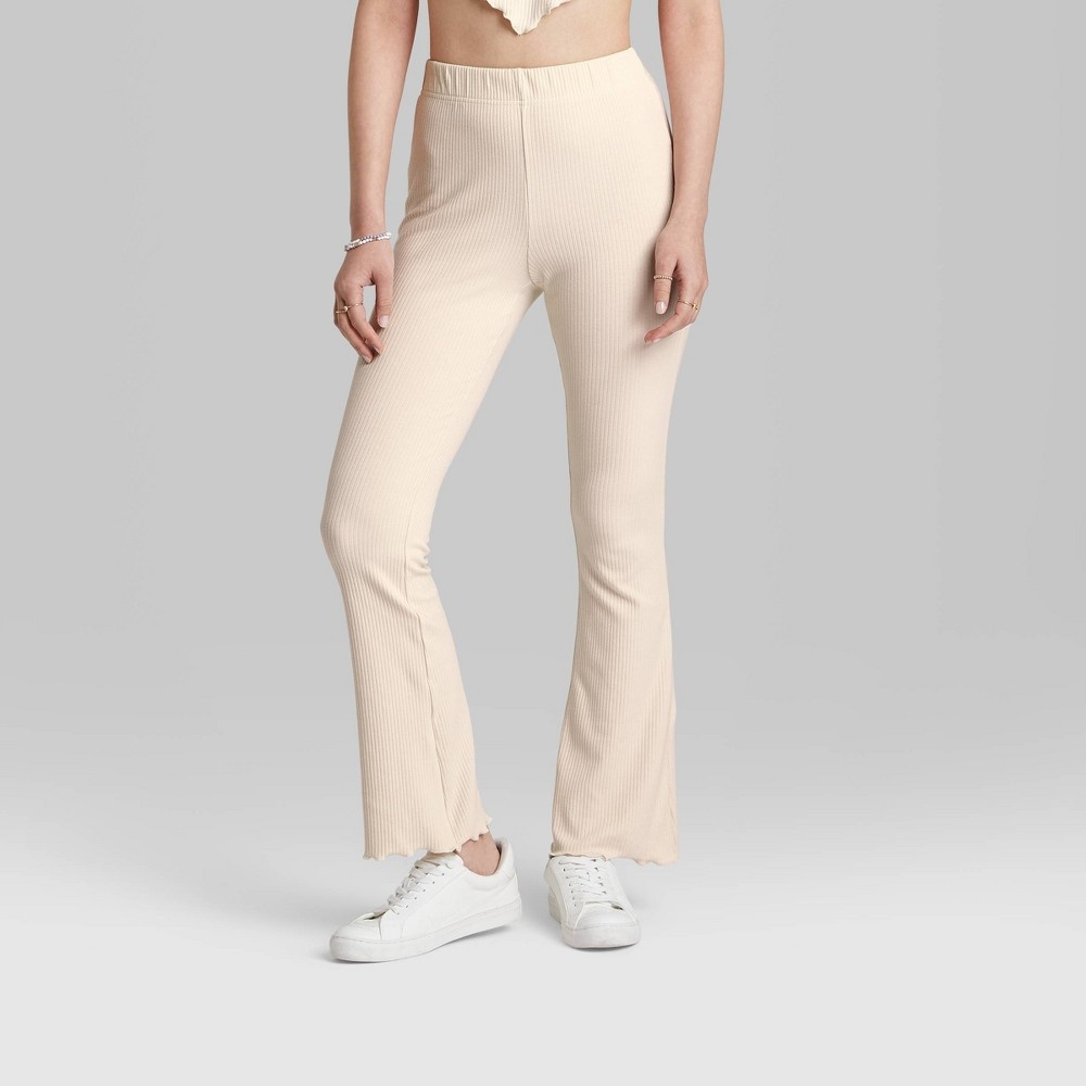 Wild Fable High-Waisted Ribbed Lettuce Edge Flare Pants