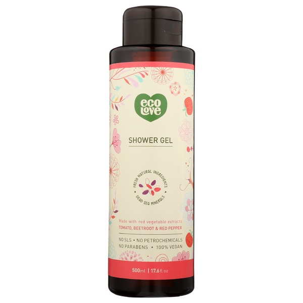 slide 1 of 1, ecoLove Shower Gel Veg Red, 17.6 oz