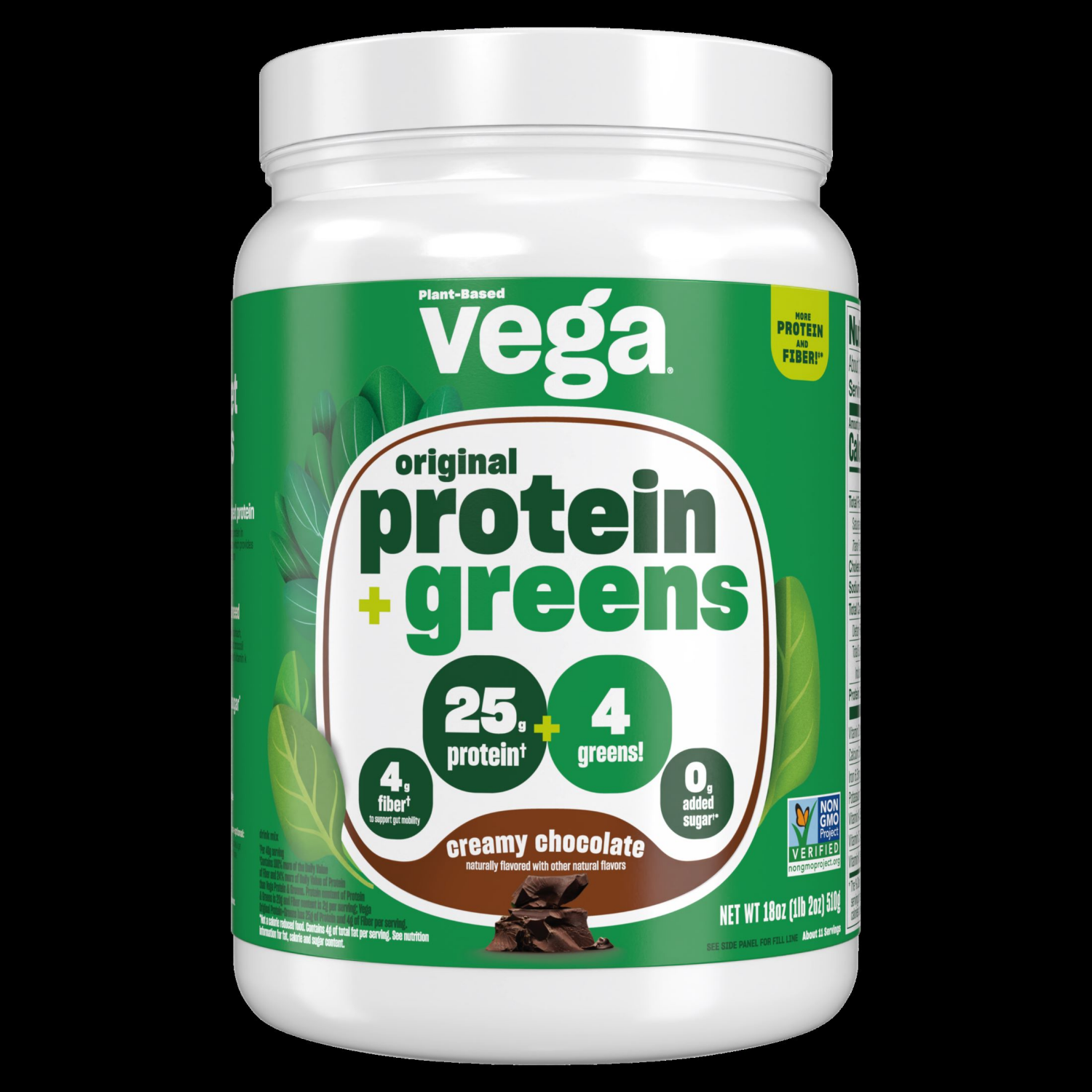 slide 1 of 4, Vega Plant-Based Original Protein + Greens Creamy Chocolate Drink Mix 18 oz, 18 oz
