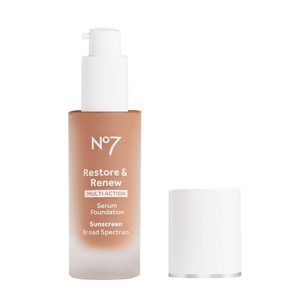slide 5 of 9, No7 Restore & Renew Multi Action Serum Foundation SPF 20 - Wheat - 1.01 fl oz, 1.01 fl oz