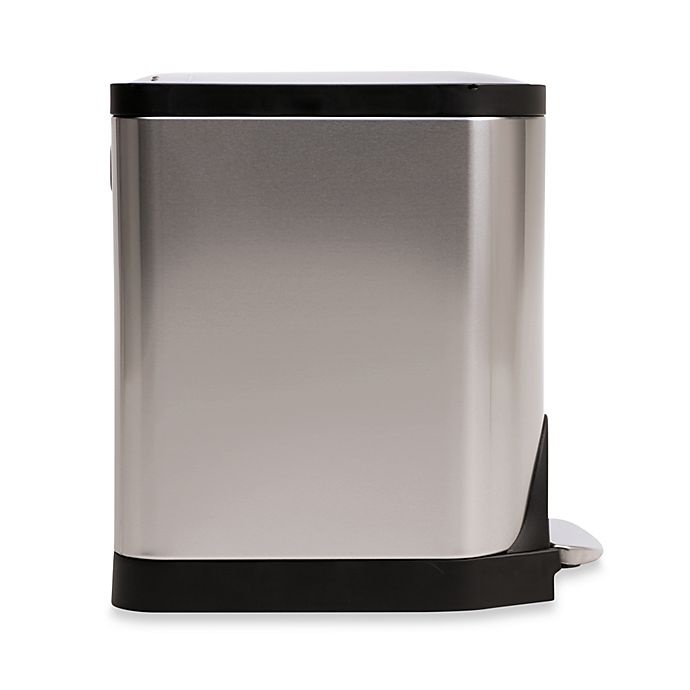 slide 2 of 3, simplehuman Brushed Stainless Steel Fingerprint-Proof Butterfly Step Trash Can, 20 liter