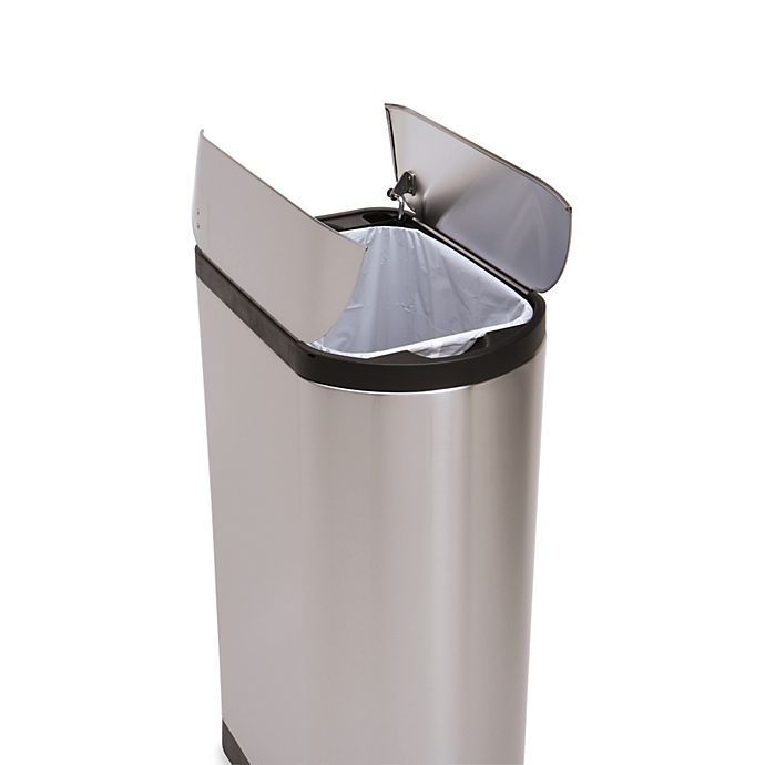 slide 3 of 3, simplehuman Brushed Stainless Steel Fingerprint-Proof Butterfly Step Trash Can, 20 liter