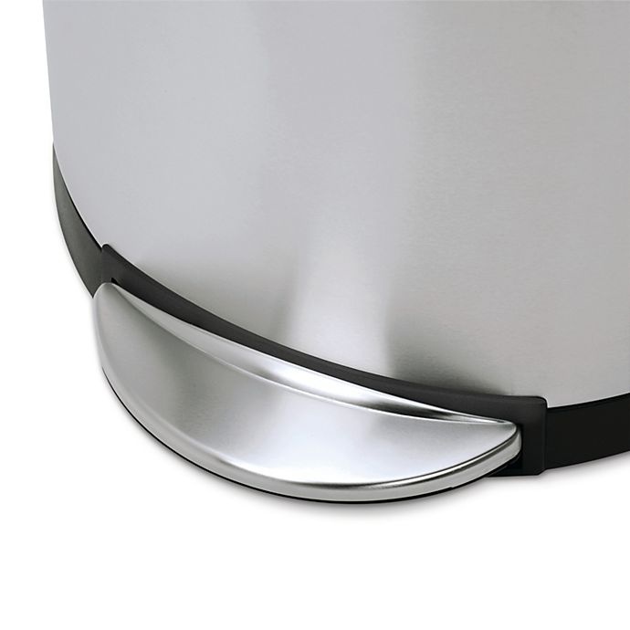 slide 4 of 4, simplehuman smartbucket Brushed Stainless Steel Semi-Round Step-On Trash Can, 40 liter
