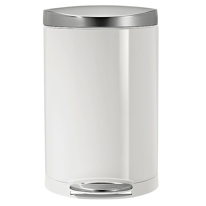 slide 2 of 4, simplehuman Stainless Steel Semi-Round Step-On Trash Can - White, 10 liter