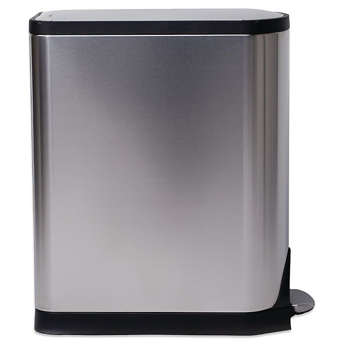 slide 3 of 5, simplehuman Brushed Stainless Steel Fingerprint-Proof Butterfly Recycler Trash Can, 40 liter