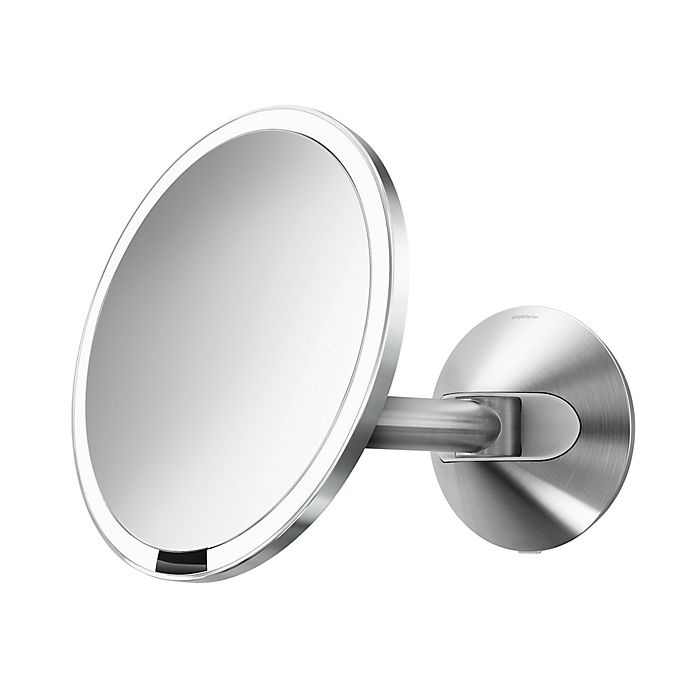slide 2 of 2, simplehuman 5X Sensor Wall-Mounted Mirror - Brushed Metal, 1 ct