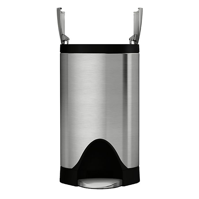 slide 2 of 4, simplehuman Brushed Stainless Steel Fingerprint-Proof Butterfly Step Trash Can, 10 liter