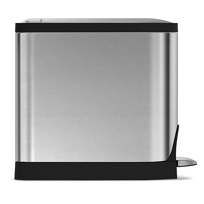 slide 3 of 4, simplehuman Brushed Stainless Steel Fingerprint-Proof Butterfly Step Trash Can, 10 liter