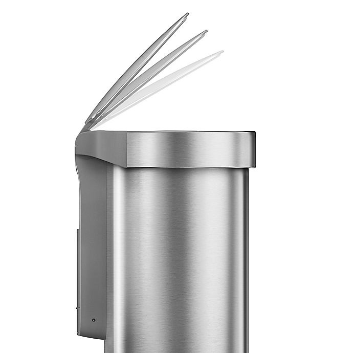 slide 3 of 4, simplehuman Fingerprint-Proof Semi-Round Sensor Trash Can - Brushed Stainless Steel, 45 liter