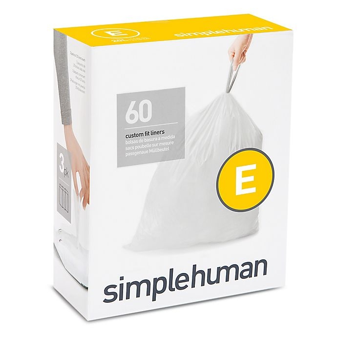 slide 1 of 2, simplehuman Code E 20-Liter Custom Fit Liners - White, 60 ct; 20 liter