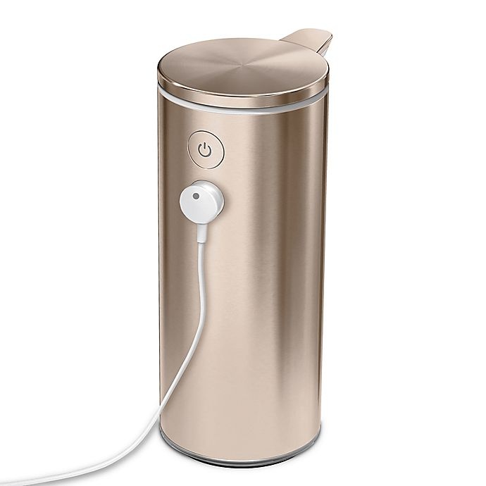 slide 2 of 5, simplehuman Rechargeable Sensor Soap Pump - Rose Gold Steel, 1 ct