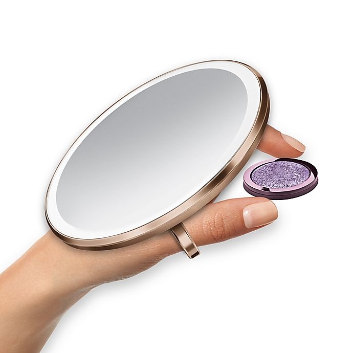 slide 5 of 6, simplehuman Sensor Mirror Compact - Rose Gold/Stainless Steel, 1 ct