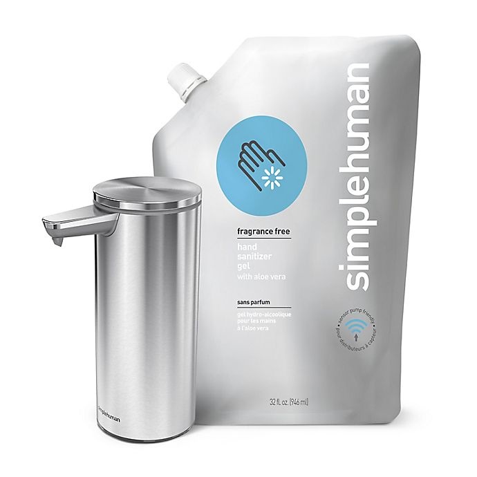 slide 2 of 7, simplehuman Clean Hands Rechargeable Soap Dispenser and Hand Sanitizer Gift Set - Silver, 1 ct