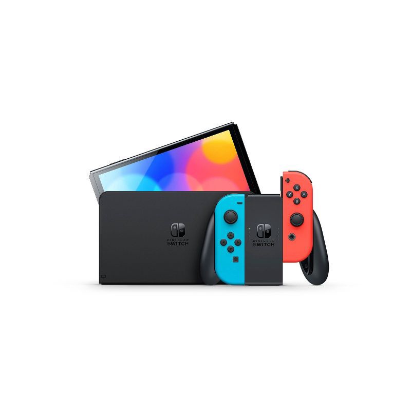 slide 2 of 5, Nintendo Switch - OLED Model with Neon Red & Neon Blue Joy-Con, 1 ct