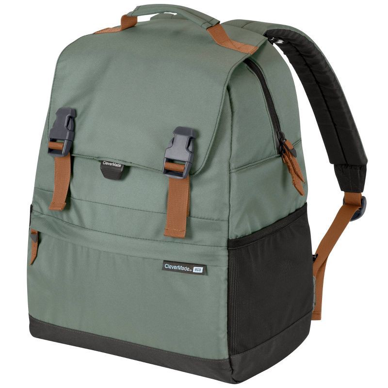 slide 1 of 7, CleverMade Eco Coronado Backpack 14.75qt Cooler - Green, 1 ct