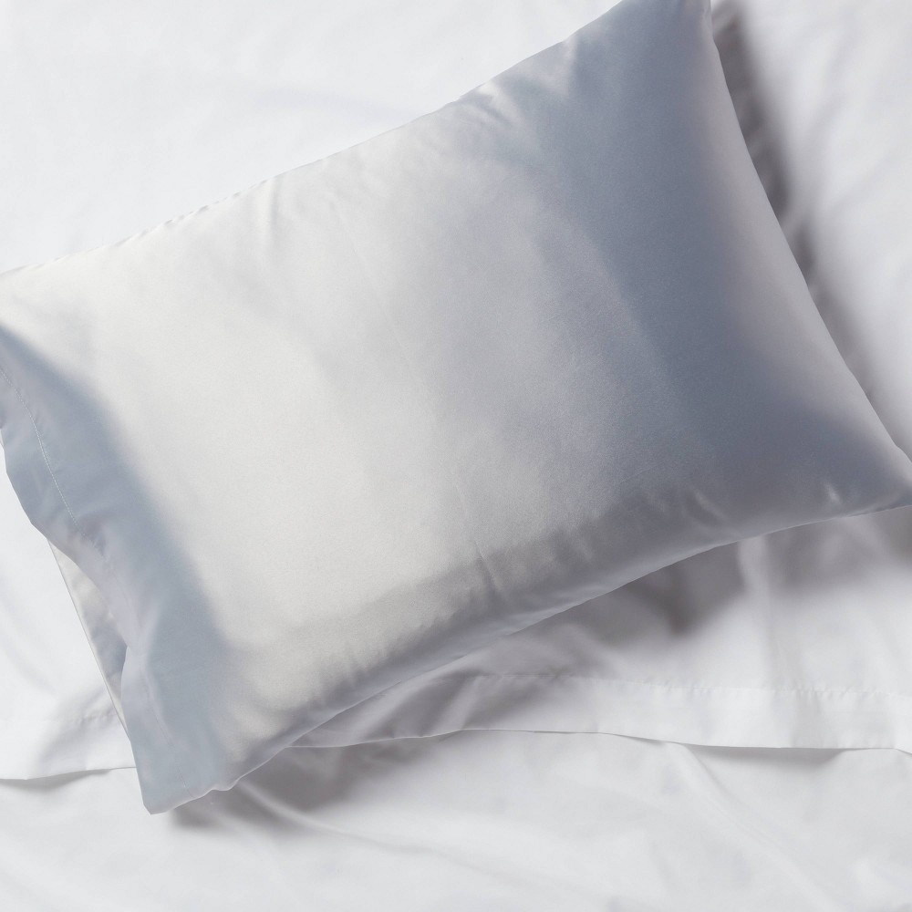 slide 2 of 4, Standard Satin Solid Pillowcase Light Gray - Room Essentials, 1 ct