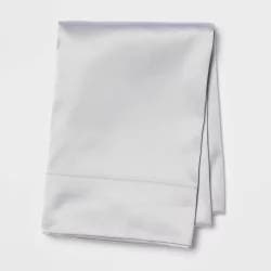 Standard Satin Solid Pillowcase Light Gray - Room Essentials