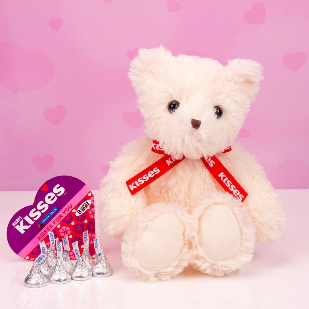 slide 4 of 5, Hershey's Kisses Valentine's Cream Bear with Faux Box, 1.2 oz