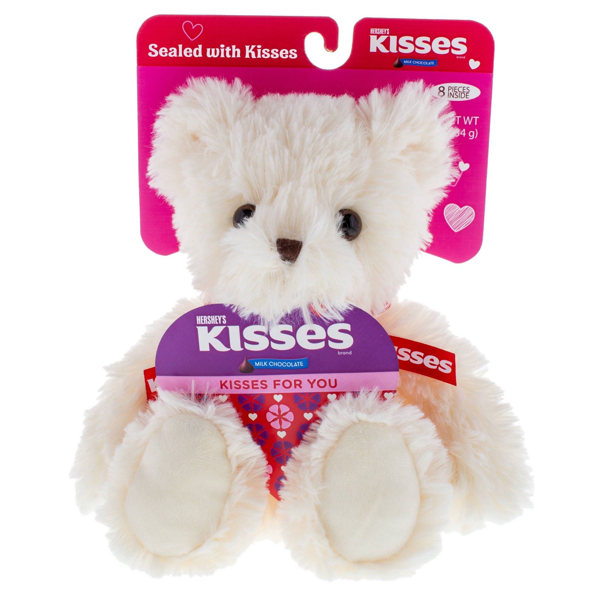 slide 1 of 5, Hershey's Kisses Valentine's Cream Bear with Faux Box, 1.2 oz