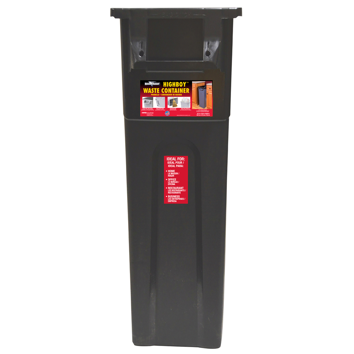 slide 1 of 1, United Solutions Highboy Waste Basket - Black, 1 ct