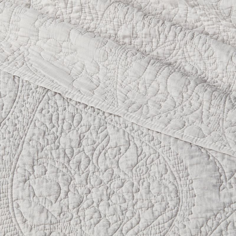 slide 4 of 4, Full/Queen Garment Washed Paisley Stitch Quilt Light Gray - Threshold™, 1 ct