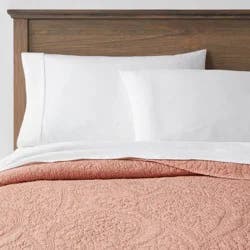 Full/Queen Garment Washed Paisley Stitch Quilt Terracotta/Bronze - Threshold™: OEKO-TEX Certified Microfiber Coverlet