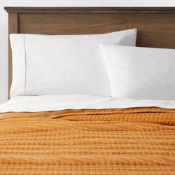 King Lofty Velvet Quilt Dark Gold - Threshold™: Luxurious Polyester Fill, Machine Washable, OEKO-TEX Certified